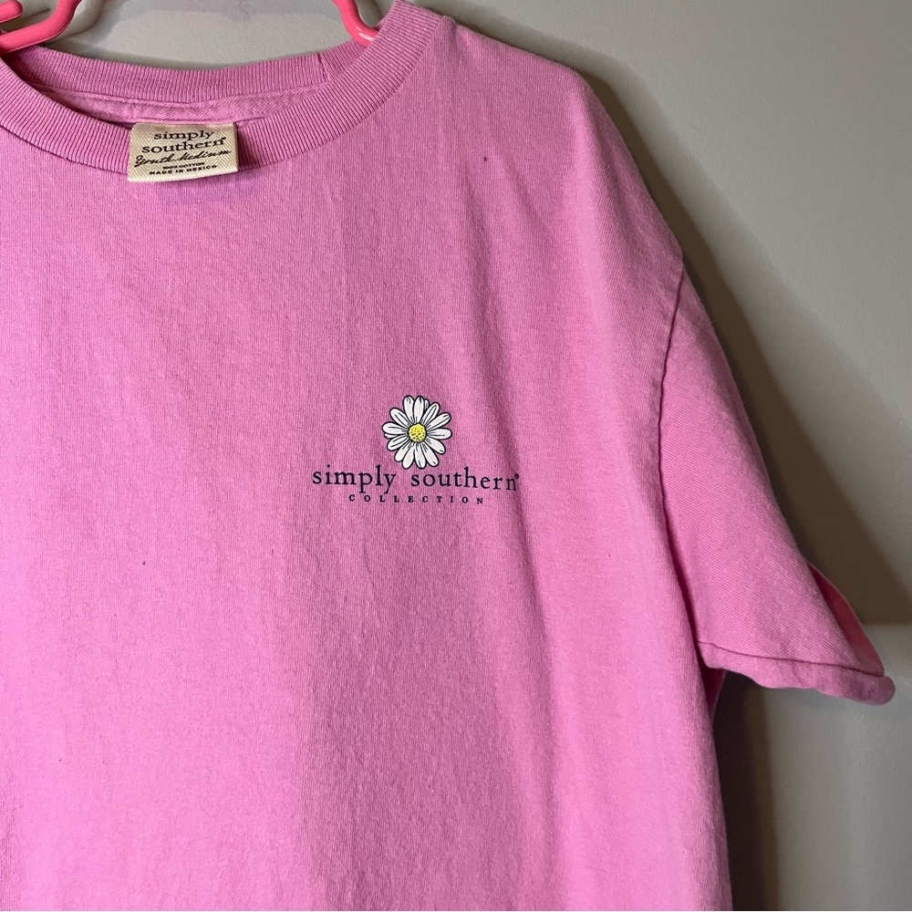 Simply Southern Pink Short Sleeve Tee with Graphic Design Youth Medium - Picture 4 of 5
